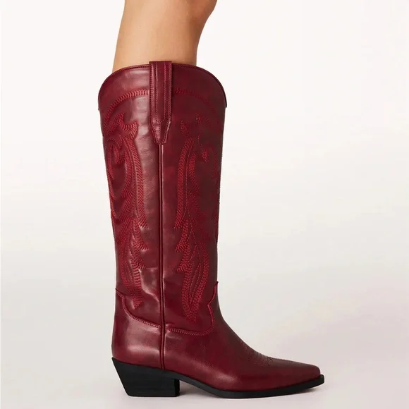 Billini Red Western Knee-High Leather Boots - Picture 5 of 5